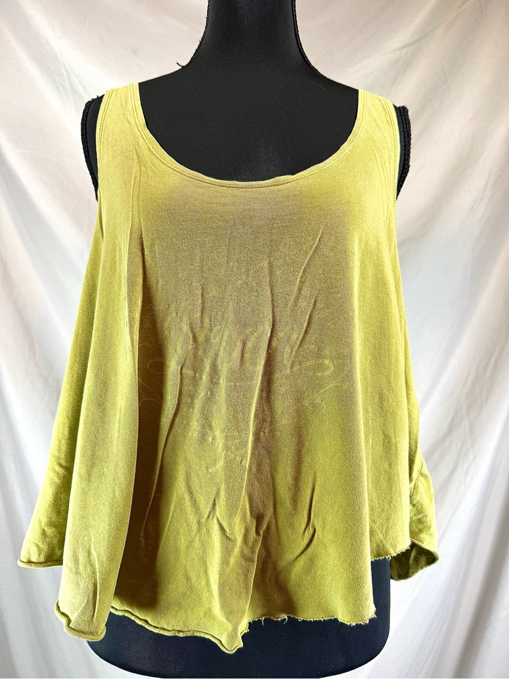 RVCA Swing Tank Top Lime Green Sleeveless Raw Hem- Medium